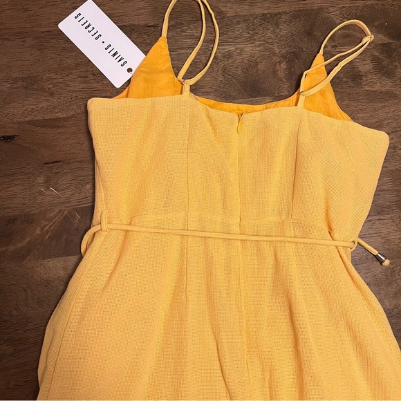 NWT Saints & Secrets Hart Flowy Chiffon Yellow Ruffle Mini Dress Yellow Sz Large - Picture 10 of 12
